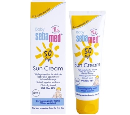 8. ครีมกันแดดสำหรับเด็ก ยี่ห้อ Sebamed Baby Sun Protection Cream SPF 50+