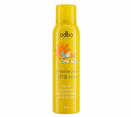 10.   สเปรย์กันแดดหน้า ยี่ห้อ ODBO Sun Smiles UV Protection Spray SPF50/PA++