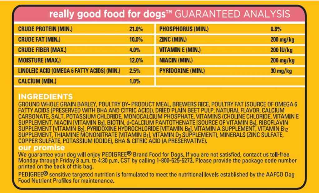 ตัวอย่าง ส่วนประกอบและคุณภาพอาหารสัตว์ทางเคมีของอาหารเม็ดสุนัขยี่ห้อหนึ่ง