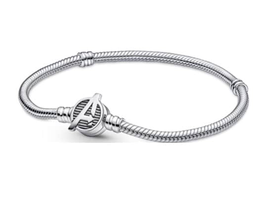 5. PANDORA Moments MARVEL THE AVENGERS Logo Clasp Snake Chain Bracelet