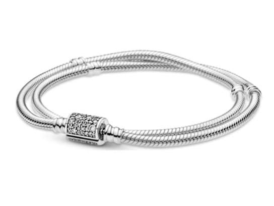 2. PANDORA Moments Double Wrap Barrel Clasp Snake Chain Bracelet / Necklace