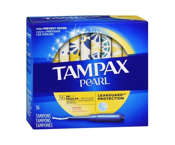 8. ยี่ห้อ TAMPAX Pearl Tampons with Plastic Applicator Regular Absorbency