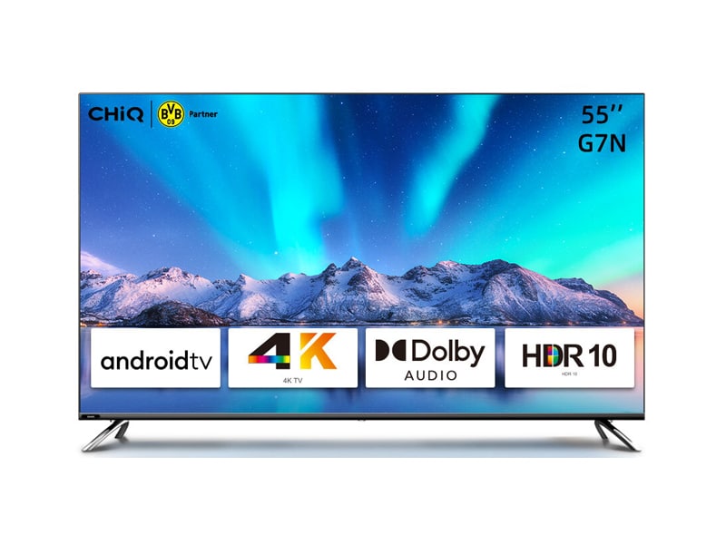 1. CHiQ Android TV รุ่น U55G7N 55" ดีไซน์ไร้ขอบ 4K
